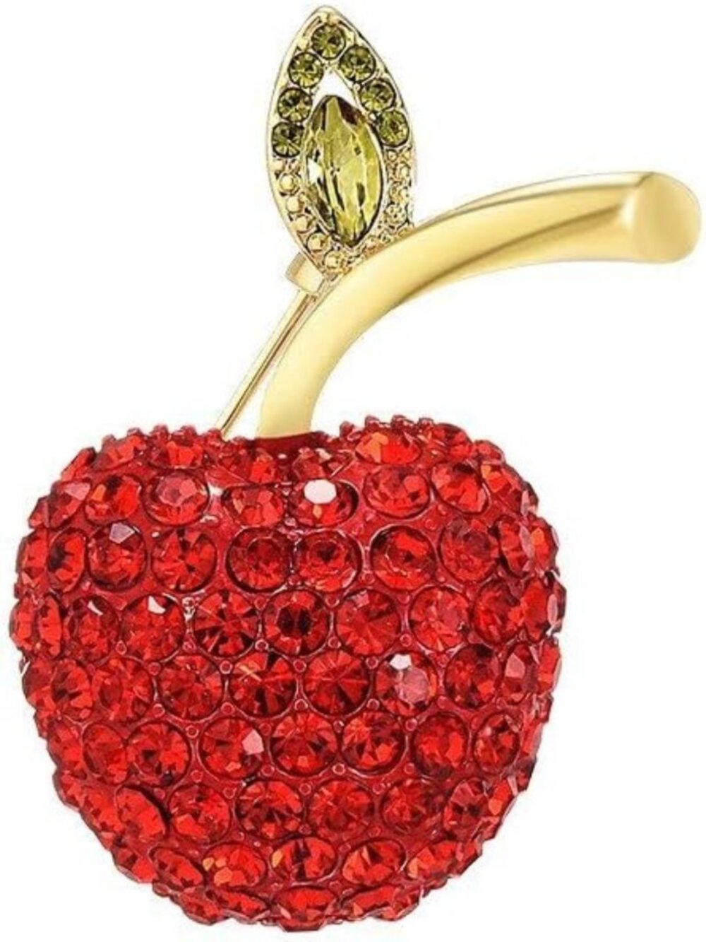 Elegant Austrian Crystal Fruit Brooch - 18K Gold Plated Rhinestone Lapel Pin